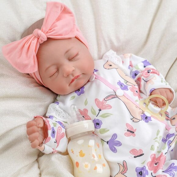 🆕17inch Soft Cloth Body Newborn Baby Poseable Limbs Pink White Baby Doll Girl - Picture 8 of 8